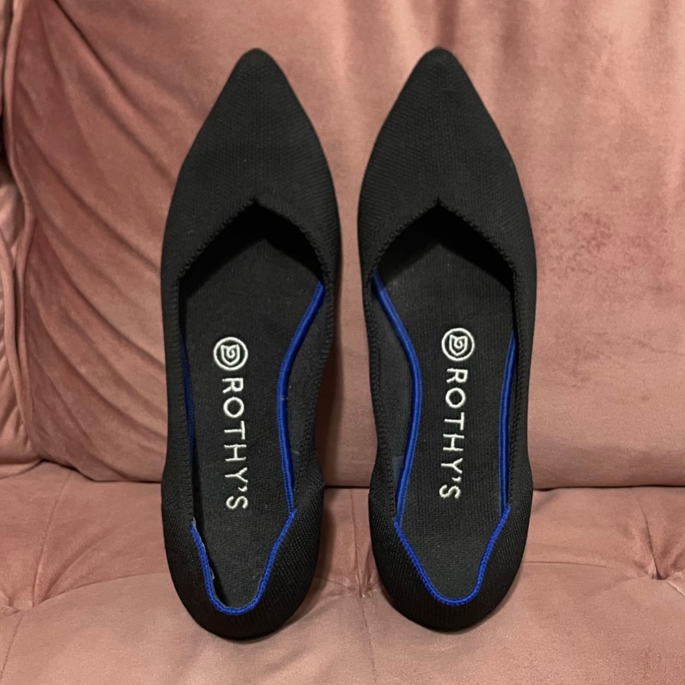 Rothy's The Point Black Pointed Toe Flats fabric